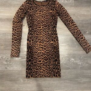 BCBGMaxAzria Animal Print Long Sleeve Dress